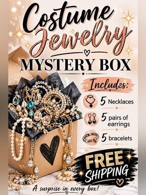 Jewelry Mystery Box 15pc Costume Jewelry Bundle Necklace Earrings Bracelets Gift
